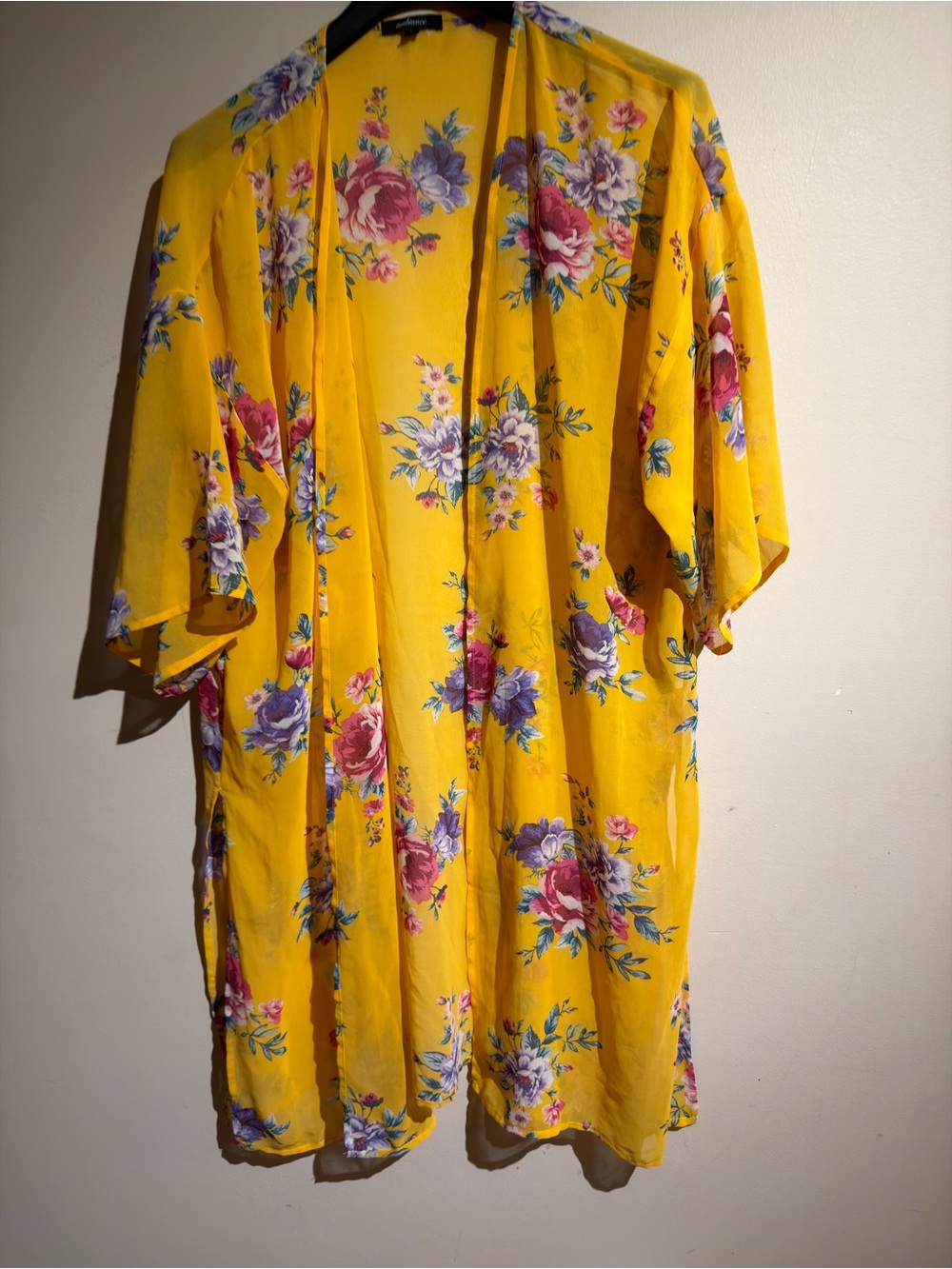 yellow chiffon kimono cardigan